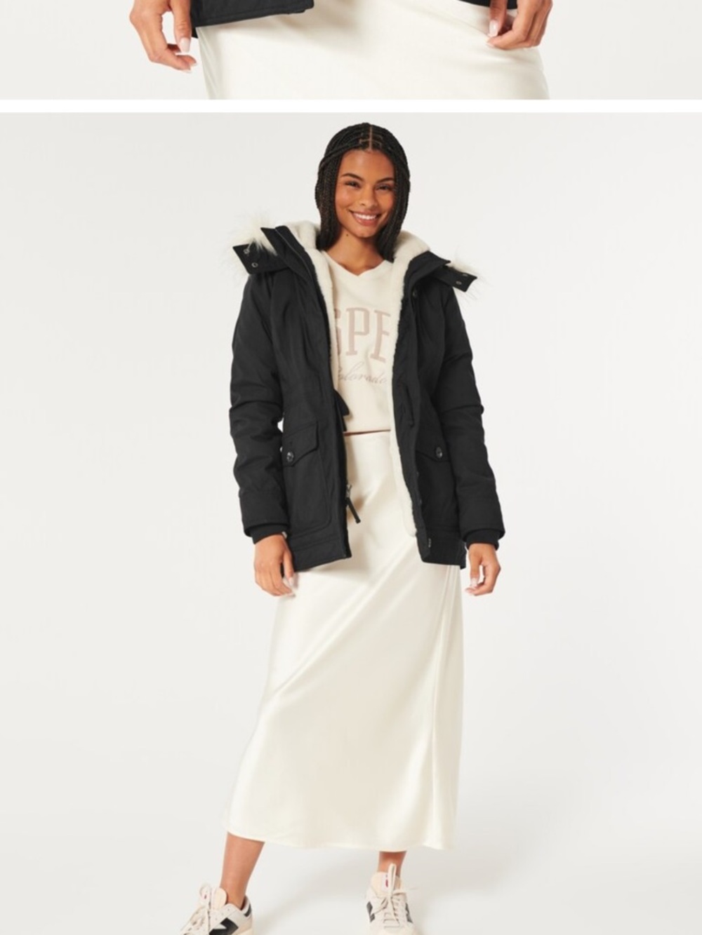 Black Hooded Puffer Jacket with fur lining inside